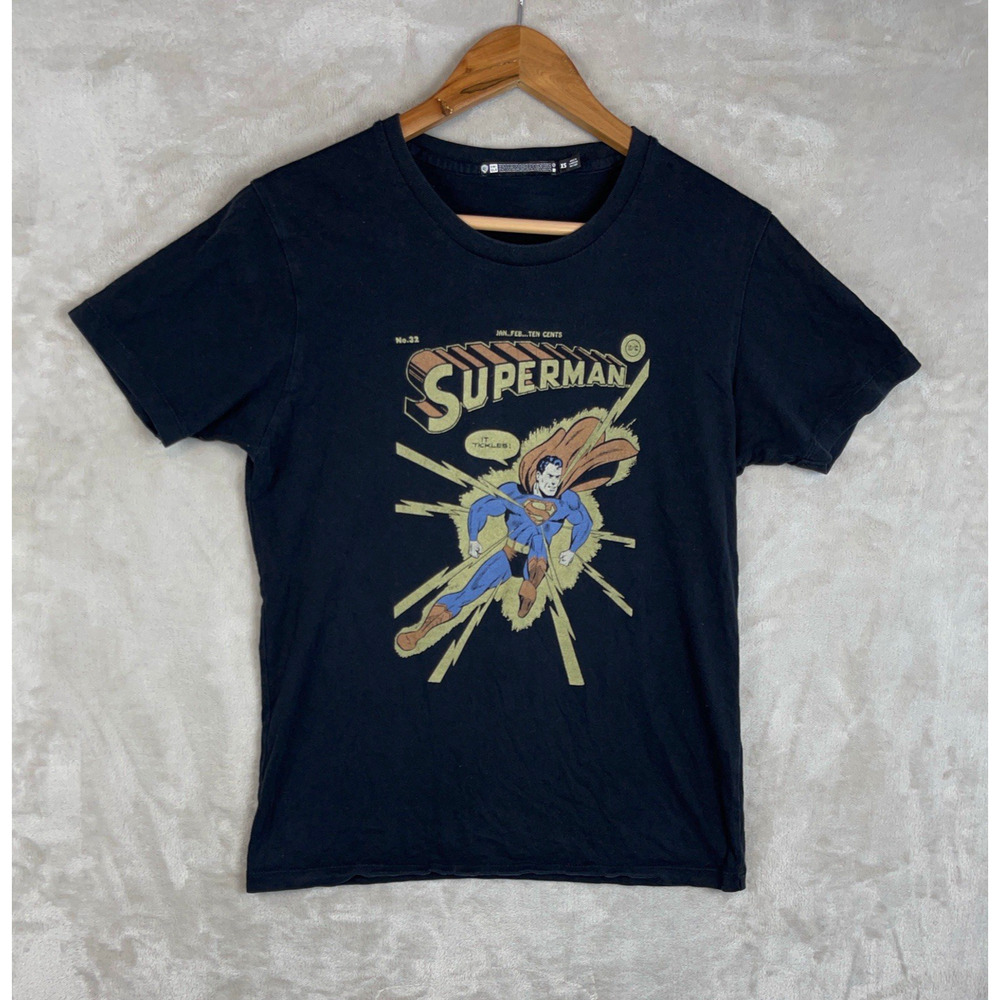 Uniqlo UT X Superman Warner Bros DC T Shirt Black Men's Size XS Geek Retro